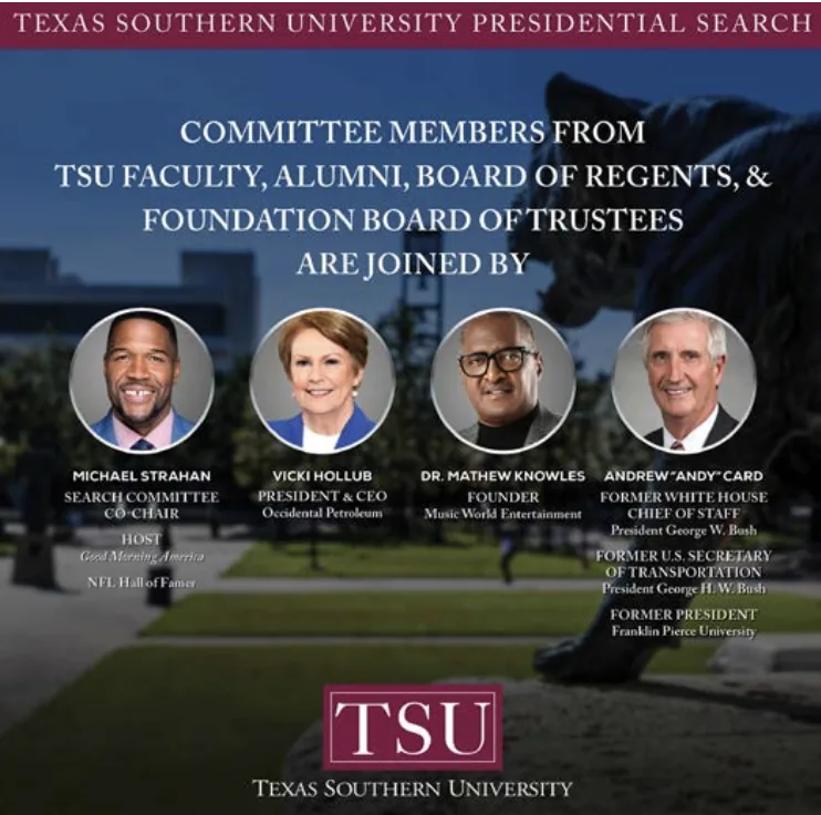 Charting a Course for Excellence: Texas Southern University's Presidential Search Committee Unveiled